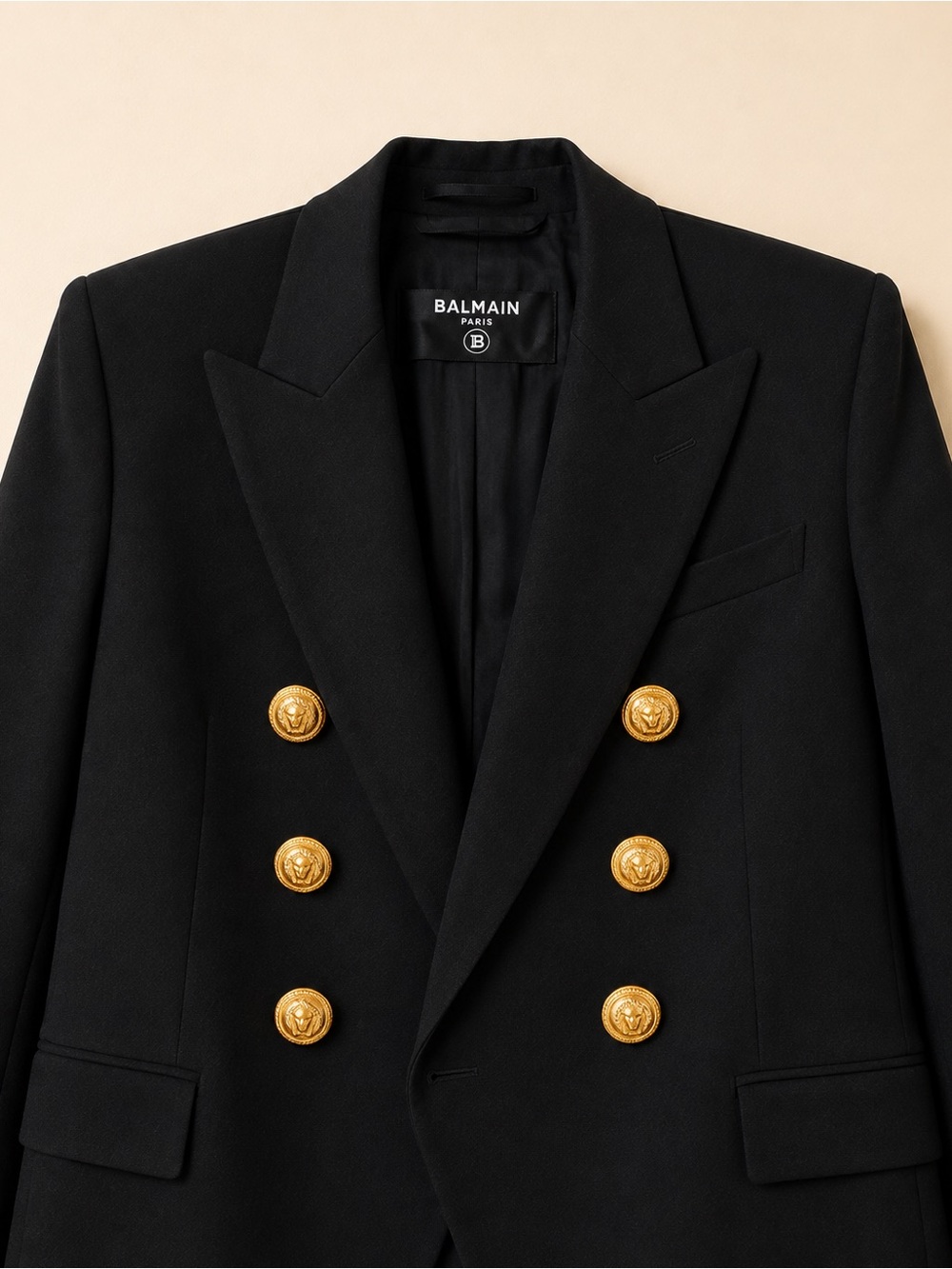 Balmain Black Double-Breasted Blazer with Gold Buttons - Picture 3 of 11